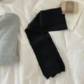 Zwarte dikke gebreide over-de-knie beenwarmers voor dames, gezellige winter katoenen sokken. - Platte Beenwarmers / Zwart