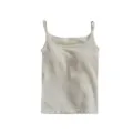 Ribbed thermal camisole for women with built-in chest pads and square neck design. - One Size / Tops / Off White