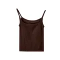 Women Thermal Fleece Lined Camisole Square Neck Seamless Padded Warm Tank Top Brown - One Size / Tops / Dark Chocolate