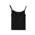 Ribbed thermal camisole tank top with chest pad, comfortable solid black base layer. - One Size / Tops / Deep Black
