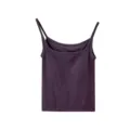 Purple thermal camisole with chest pad, seamless square neck winter warm ribbed tank top. - One Size / Tops / Prune Purple
