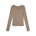 Basic solid color long sleeve crewneck thermal top for women autumn winter daily wear. - M / Tops / Beige Camel