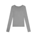 Grey long sleeve basic top for women, comfortable thermal underwear shirt for autumn winter. - M / Tops / Light Gray