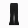 Black high-waisted flare pants for women, slim fit long trousers for casual daily wear. - S / Bottoms / Deep Black