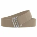 Men's khaki tactical stretch woven nylon belt with shiny metal buckle, casual outdoor use. - Length 115cm Width 3.8cm / Silver Buckle - Khaki