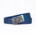 Men's tactical canvas belt with dragon buckle royal blue nylon webbing casual waist strap - 120cm-3.5cm / Sapphire Blue