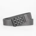 Tactical canvas belt for men, featuring a durable metal automatic buckle in dark grey color. - 120cm-3.5cm / Light Gray
