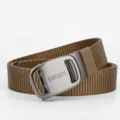 Tactical nylon belt with alloy automatic buckle, durable outdoor casual wear, tank pattern. - Length 120cm Width 3.5cm / Coyote Brown
