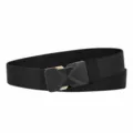 Men's tactical belt with black quick release buckle elastic woven fabric for outdoor sports use. - Length 150cm Width 3.5cm / Black