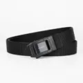Men's black canvas belt with metal square buckle casual minimalist style daily wear accessory - Black Film Square Watch Buckle - Black