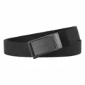 Men's casual black woven canvas belt with stylish metal automatic buckle for outdoor sports. - Black Buckle - Black