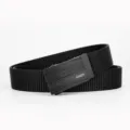 Men's Black Canvas Belt Automatic Alloy Buckle Casual Outdoor Business Fashion Style - Sand Buckle Waved - Black