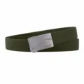 Men's tactical canvas belt in army green with silver automatic buckle, elastic stretch. - Silver Buckle Army Green / 120cm