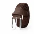 Men's braided elastic stretch belt with metal pin buckle, casual brown waist belt for daily wear. - 130 cm / Coffee