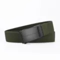 Men's tactical belt army green nylon woven elastic canvas waist belt automatic buckle - Black Buckle Army Green