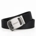 Black tactical nylon belt with automatic metal buckle, casual outdoor trousers belt. - Length 120cm Width 3.5cm / Black