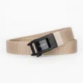 Men's Casual Canvas Belt Khaki Minimalist Style Thickened Webbing Belt with Metal Buckle - Black Film Square Watch Buckle - Khaki