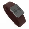 Men's brown woven elastic belt with tactical metal buckle casual daily outdoor wear - Coffee / 120cm