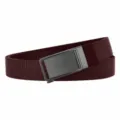 Mens casual tactical canvas belt with black automatic metal buckle, stretch nylon strap. - Black Buckle - Coffee