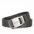 Tactical nylon belt with metal automatic buckle, dark grey tank pattern casual trousers belt. - Dark Gray
