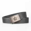 Ceinture tactique en toile de nylon gris foncé élégante avec boucle étoile en métal pour hommes. - Gris foncé