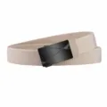 Men canvas tactical belt with black automatic buckle in khaki casual stretch waist - Black Buckle Khaki / 120cm
