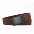 Men's elastic belt automatic buckle outdoor casual trousers belt summer lightweight breathable - Length 120cm Width 3.5cm / Black Buckle - Dark Coffee