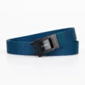 Men's casual canvas belt with stylish metal pin buckle, durable minimalist design for daily wear. - Black Film Square Watch Buckle - Royal Blue