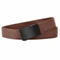 Men's nylon woven tactical belt with black press buckle, brown casual canvas belt. - 120 cm / Coffee