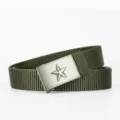 Ceinture en toile de nylon tactique avec boucle métallique automatique et design étoile sport. - Vert Militaire