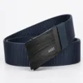 Men's Woven Canvas Belt Automatic Buckle Royal Blue Casual Outdoor Sports Waist Belt - Sand Buckle Waved - Royal Blue