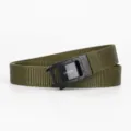 Men's casual military green canvas belt with black metal buckle, minimalist everyday wear. - Black Film Square Watch Buckle - Army Green