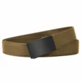 Coyote brown nylon canvas belt with black buckle, minimalist tactical design for men. - Coyote Brown