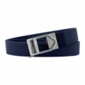 Elastic tactical belt with gunmetal buckle, royal blue woven canvas belt for men. - Sapphire Blue