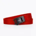 Men's minimalist canvas belt with black pin buckle durable thick fabric red strap casual - Black Film Square Watch Buckle - Red