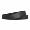 Men casual nylon woven belt with black alloy automatic buckle for daily outdoor wear - 120cm / Black Buckle - Black