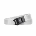 Men casual white canvas belt with black metal buckle minimalist style durable daily wear - Black Film Square Watch Buckle - White