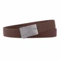 Men's Canvas Tactical Belt Brown with Silver Buckle Elastic Stretch Business Casual Waistband - Silver Buckle-Coffee