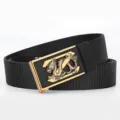 Men's tactical canvas belt with stylish alloy dragon automatic buckle, black nylon. - Gold Buckle - Black