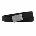 Men's Black Canvas Tactical Belt with Silver Automatic Buckle Elastic Stretch Strap - Silver Buckle - Black