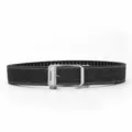 Men casual canvas belt with gun buckle denim black tactical outdoor sports belt - Black Buckle - Denim Light Blue