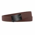 Men's tactical stretch belt, brown canvas waistband with black automatic buckle for casual. - Black Buckle - Coffee