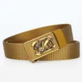 Men's tactical nylon belt with gold alloy dragon buckle casual outdoor canvas belt 80cm-120cm - Gold Buckle-Coyote Brown / 120cm-3.5cm
