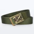 Military green nylon tactical belt with vintage alloy dragon buckle for men variant - Gold Buckle-Military Green / 120cm-3.5cm