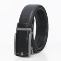 Men's black automatic buckle leather belt, stylish business casual dress belt for men. - 130cm / Black