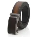 Men's automatic buckle leather belt, vintage brown cowhide strap, business casual waist belt accessory. - 120cm / Dark Brown