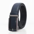 Men's blue leather belt with automatic buckle business casual stylish trousers belt variant - Sapphire Blue