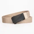Men's tactical nylon belt khaki military style casual webbing belt with black metal buckle - Sand Buckle Flag - Khaki