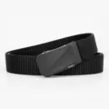 Black tactical nylon belt for men, versatile outdoor web belt with metal auto buckle. - Sand Buckle Flag - Black
