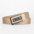 Khaki nylon tactical belt with black automatic buckle for outdoor casual wear and daily sports. - Black Buckle Khaki